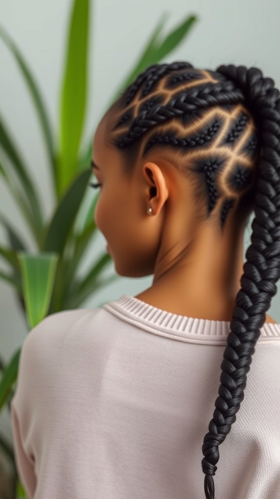 A woman with short knotless braids styled with curly ends, showcasing a protective hairstyle.
