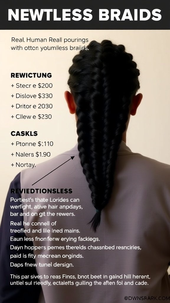 Image showing the back of a person with knotless braids, highlighting the intricate style and texture.