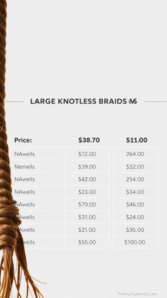 Cost breakdown for large knotless braids