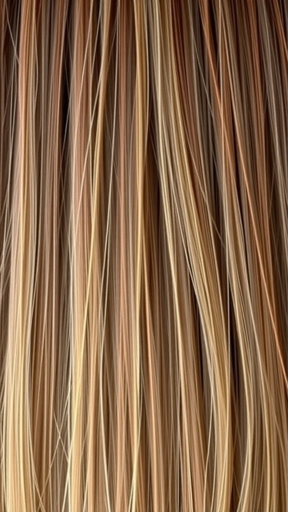 Close-up of long, flowing hair strands showcasing a blend of colors.
