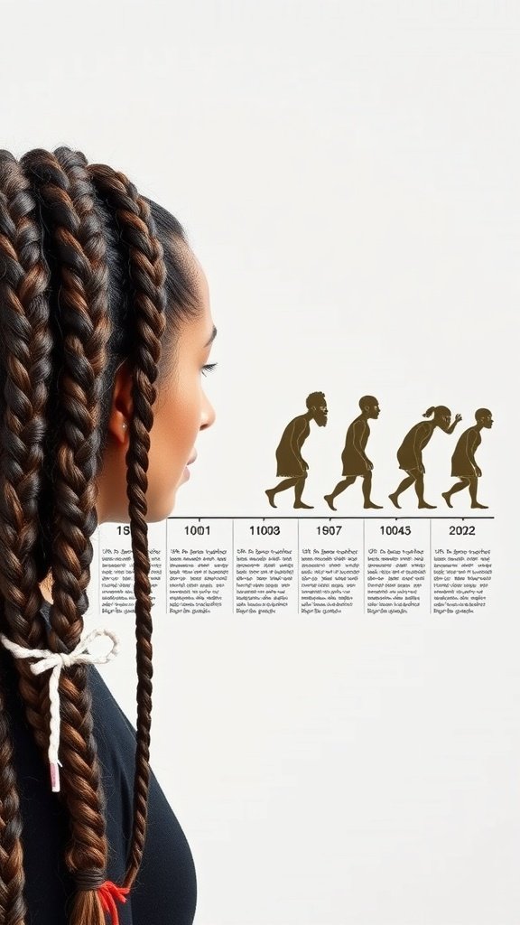 A woman with medium knotless braids, showcasing the evolution of braiding styles over the years.