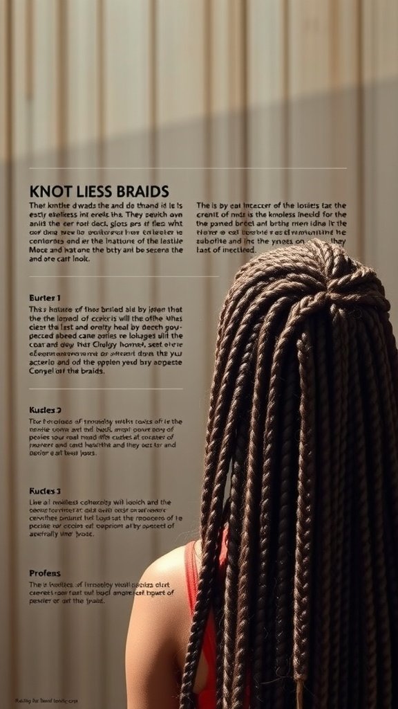 A close-up of large knotless braids styled elegantly, showcasing their sleek appearance and versatility.