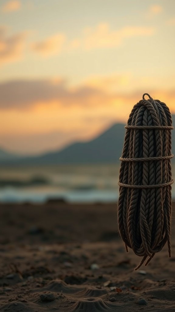 A coiled rope symbolizing the craftsmanship behind knotless braids.