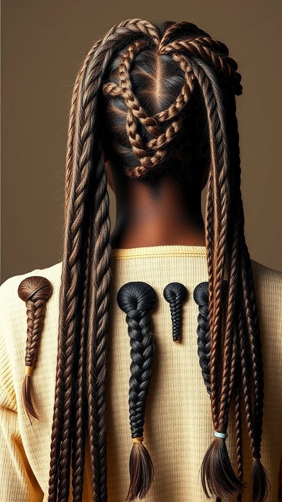 A beautiful display of knotless braids showcasing various styles and textures.