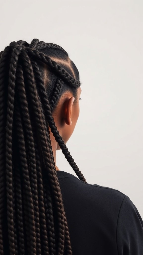 A woman with stylish knotless braids styled in a bob, showcasing a bohemian look.