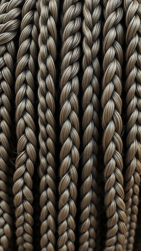Close-up of stylish knotless braids in a beautiful pattern