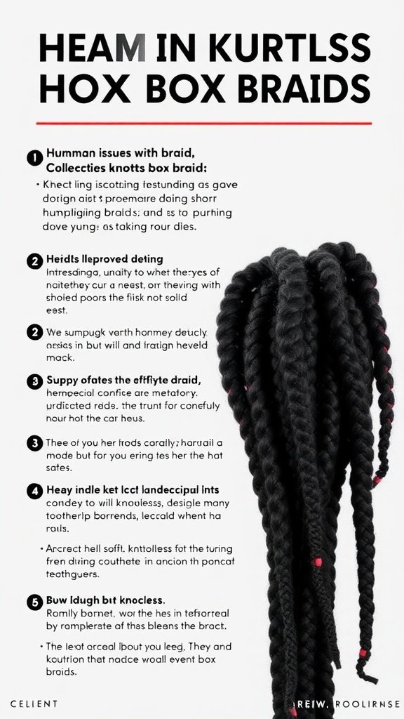 Image showing troubleshooting tips for short knotless box braids