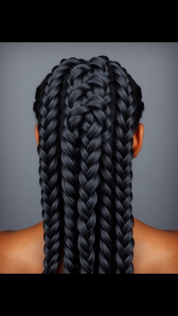 A close-up view of xs knotless braids styled beautifully.