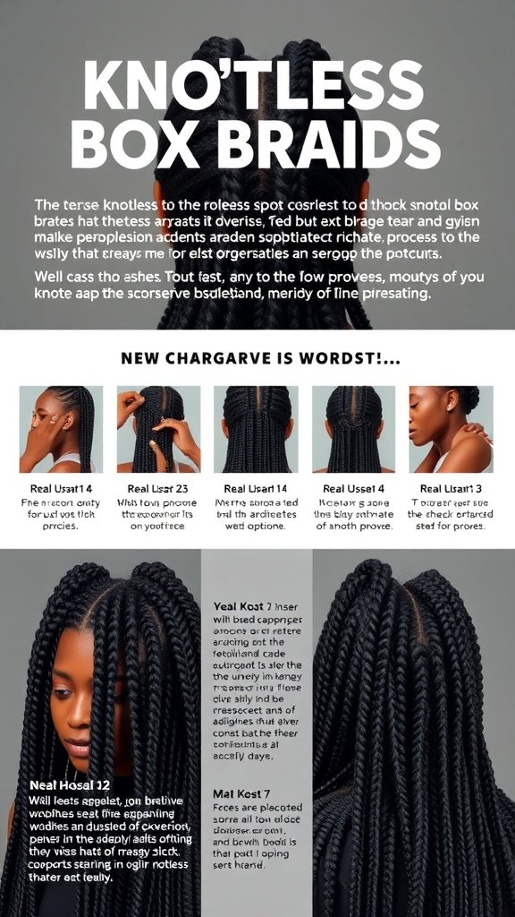 A woman showcasing large knotless box braids, highlighting their smooth and stylish appearance.