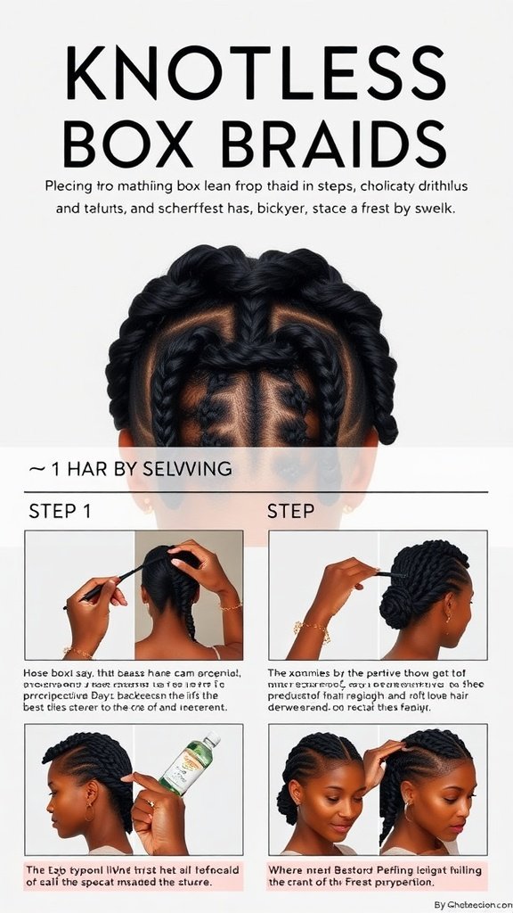 Image of small knotless box braids showcasing neat and stylish braiding technique.