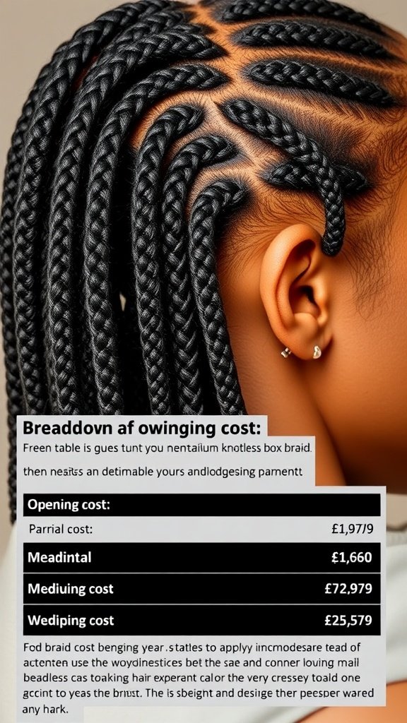 Close-up of medium knotless box braids showing neat parting and sleek appearance.