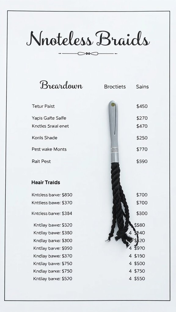 Cost breakdown for knotless braids styles