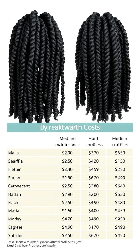 Cost breakdown for maintaining medium knotless braids