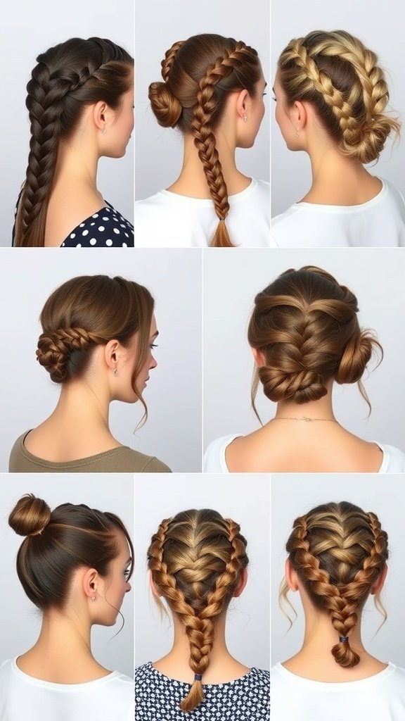 A collage of various short knotless braided hairstyles, showcasing different styles and colors.