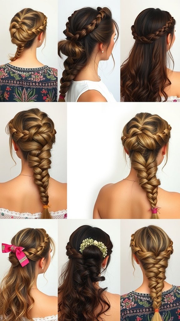 Various styles of bohemian knotless braids showcasing versatility