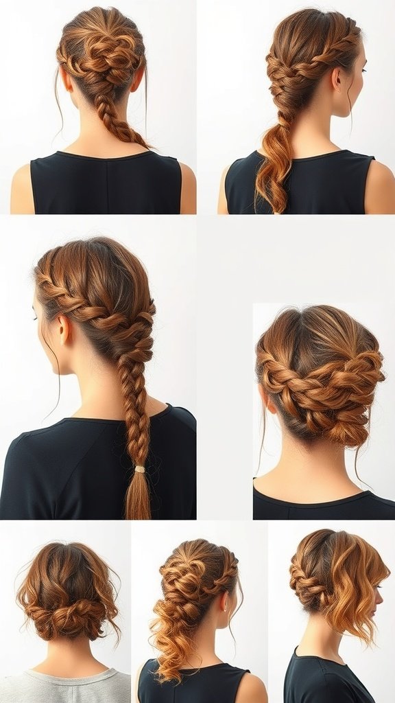 Various styles of short bohemian knotless braids