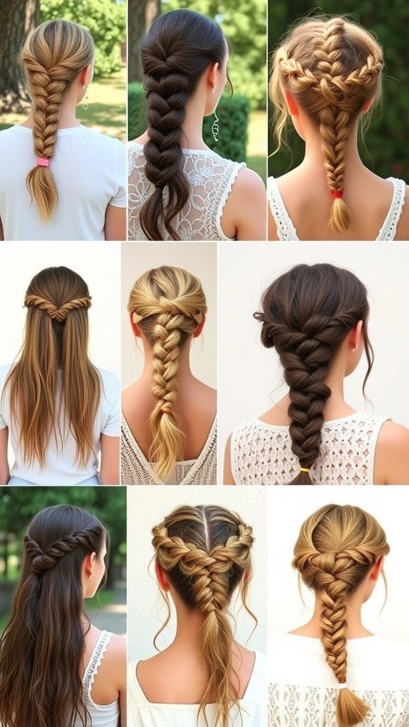 A collage of various braided hairstyles including boho knotless braids, showcasing different styles and techniques.