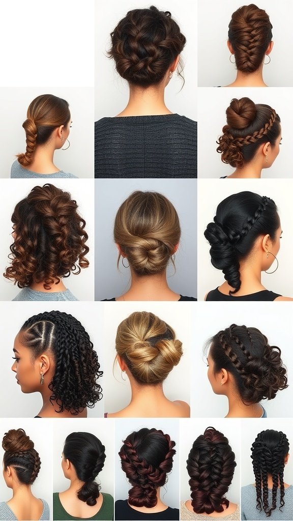A collage of various braided hairstyles showcasing different styles and techniques.