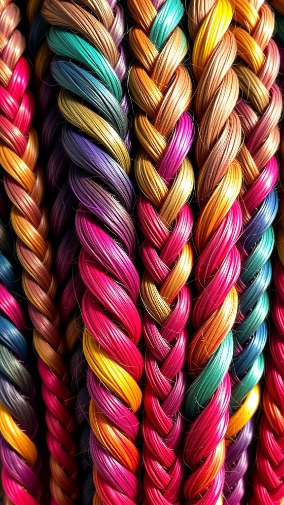 Colorful knotless braids showcasing a vibrant ombre effect