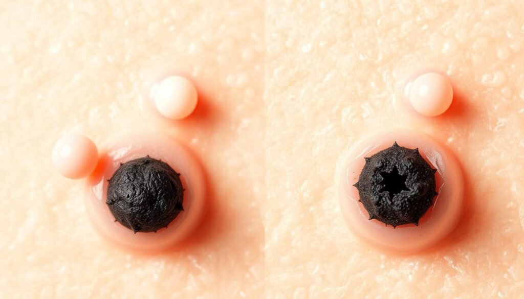 whiteheads and blackheads comparison