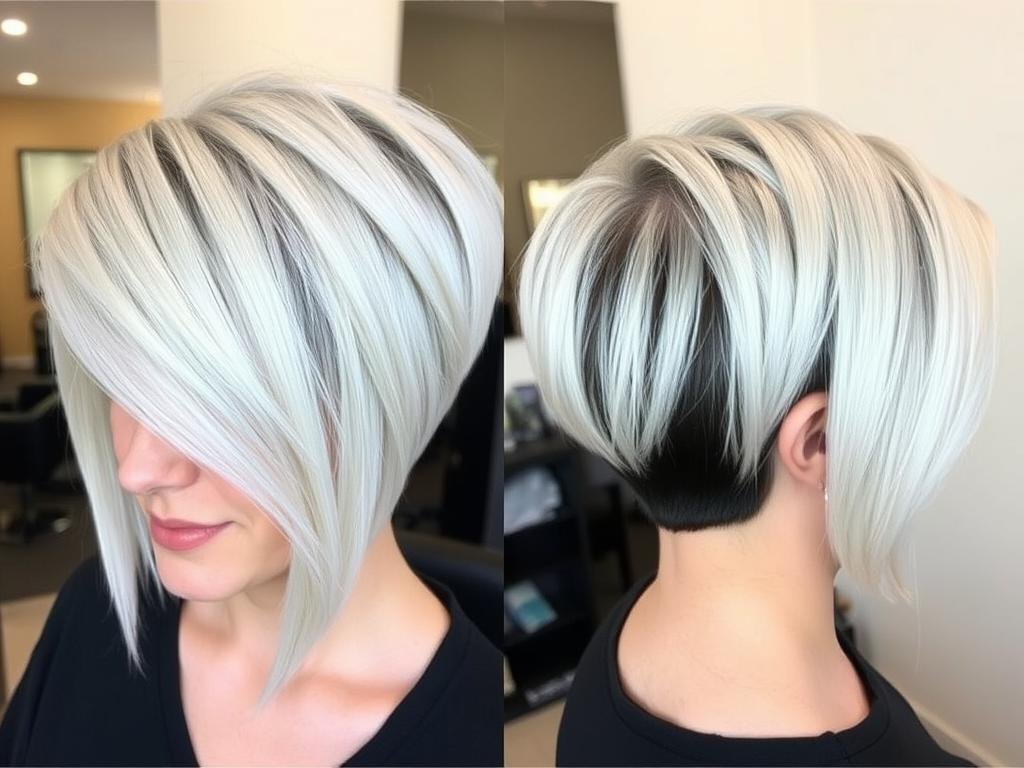 Black hair transformed to platinum blonde Black hair transformed to platinum blonde