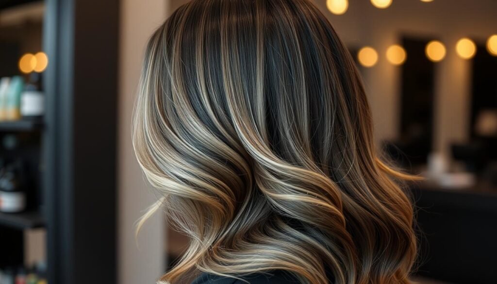 Black hair with blonde ombre effect
