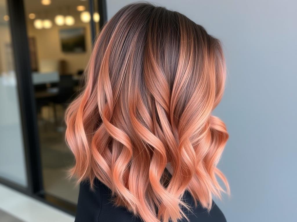 Black hair with rose gold color transformation Black hair with rose gold color transformation