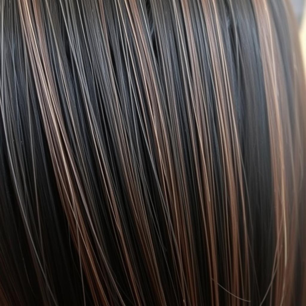 Black hair with subtle chocolate brown highlights Black hair with subtle chocolate brown highlights