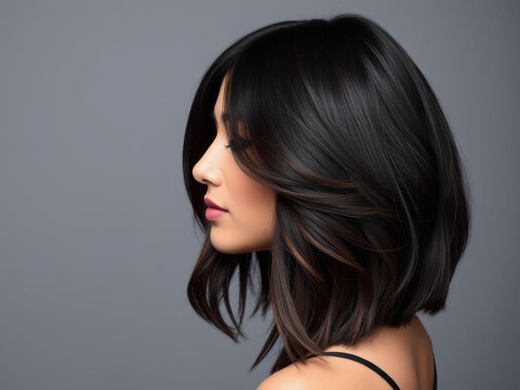 Black hair with subtle mahogany peek-a-boo highlights underneath Black hair with subtle mahogany peek-a-boo highlights underneath