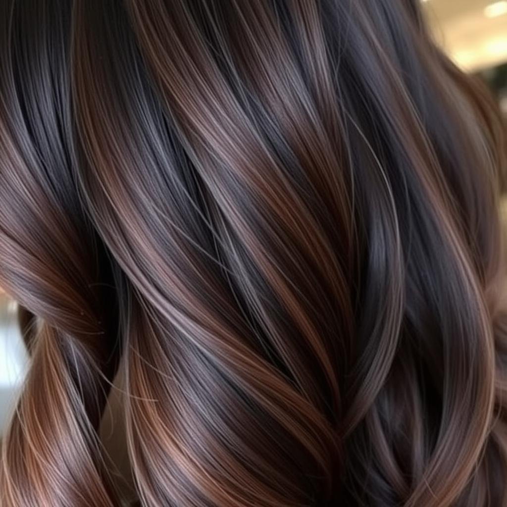 Black hair with subtle mocha highlights Black hair with subtle mocha highlights