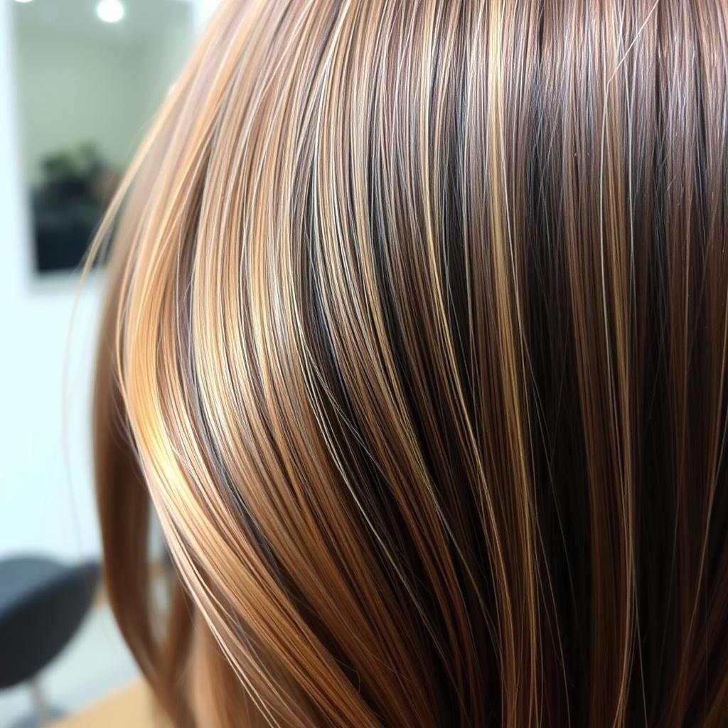 Brown hair with caramel peekaboo highlights Brown hair with caramel peekaboo highlights