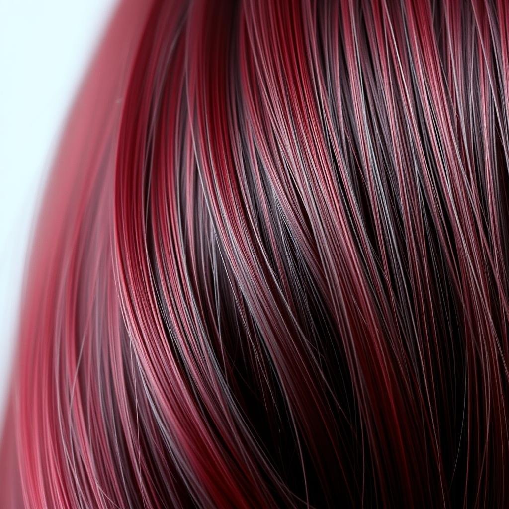 Close-up of cherry cola hair color showing the dimensional red-brown tones and glossy finish Close-up of cherry cola hair color showing the dimensional red-brown tones and glossy finish
