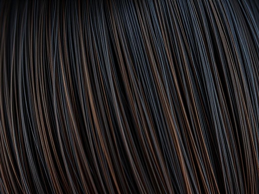 Close-up of dimensional black hair showing subtle color variations