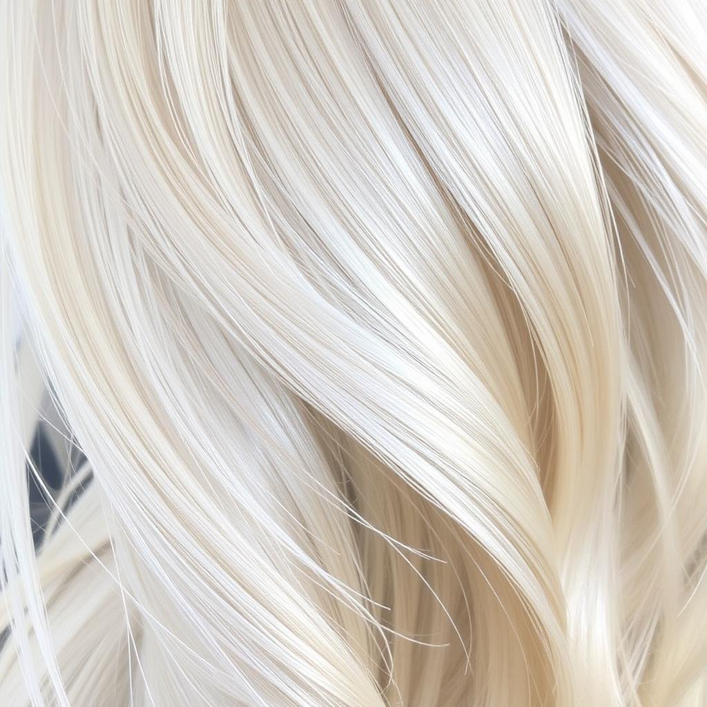 Close-up of pearl blonde hair with iridescent tones Close-up of pearl blonde hair with iridescent tones
