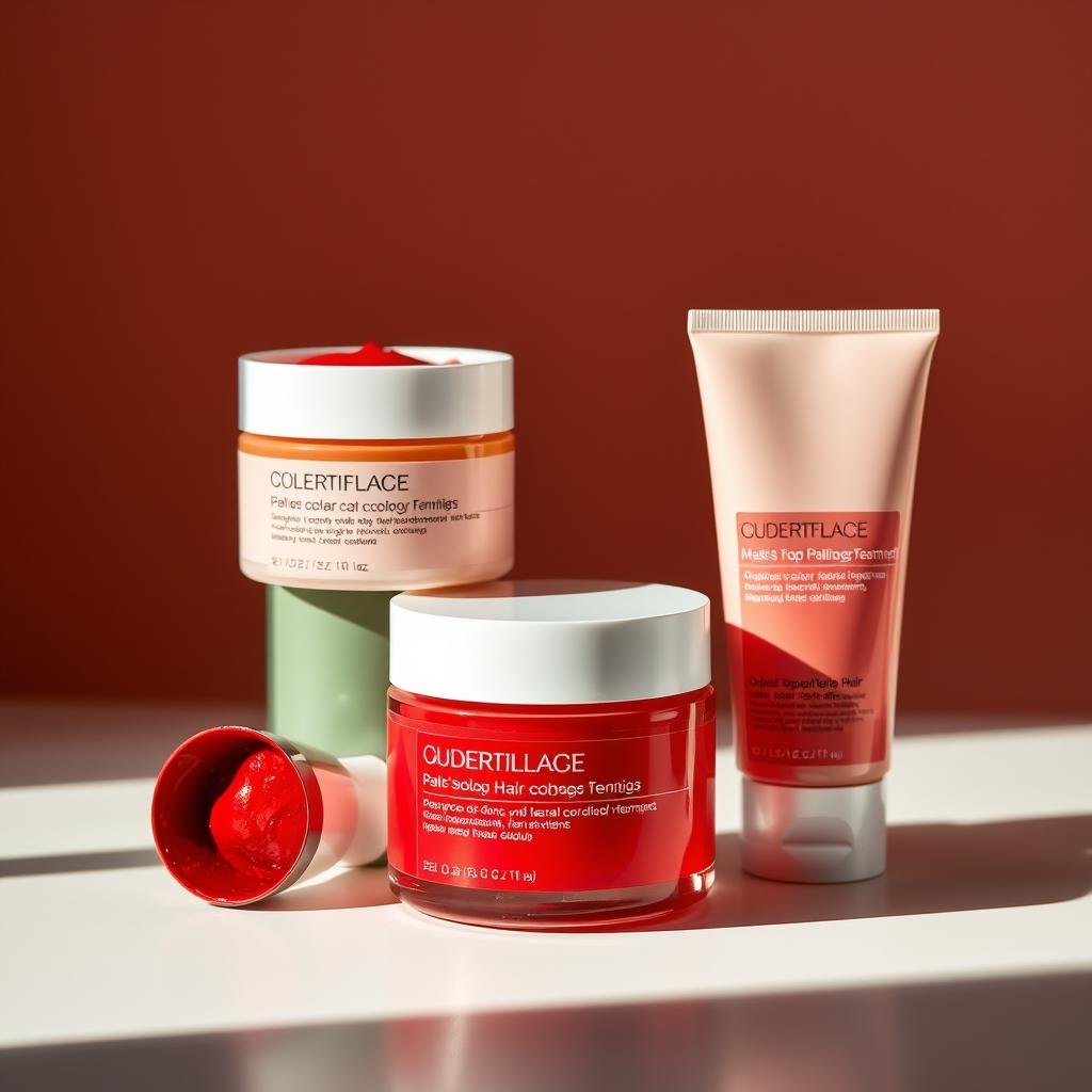 Color-depositing mask and treatment products for maintaining deep red hair color