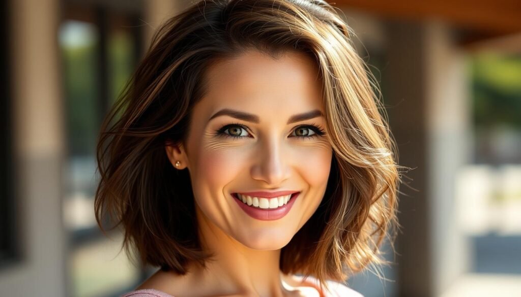 Confident woman with beautifully styled thin hair Confident woman with beautifully styled thin hair