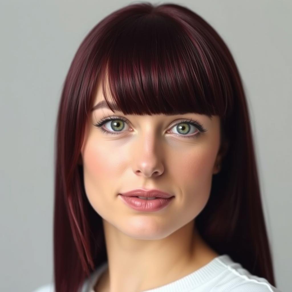 Dark burgundy red hair color on a woman with fair skin Dark burgundy red hair color on a woman with fair skin