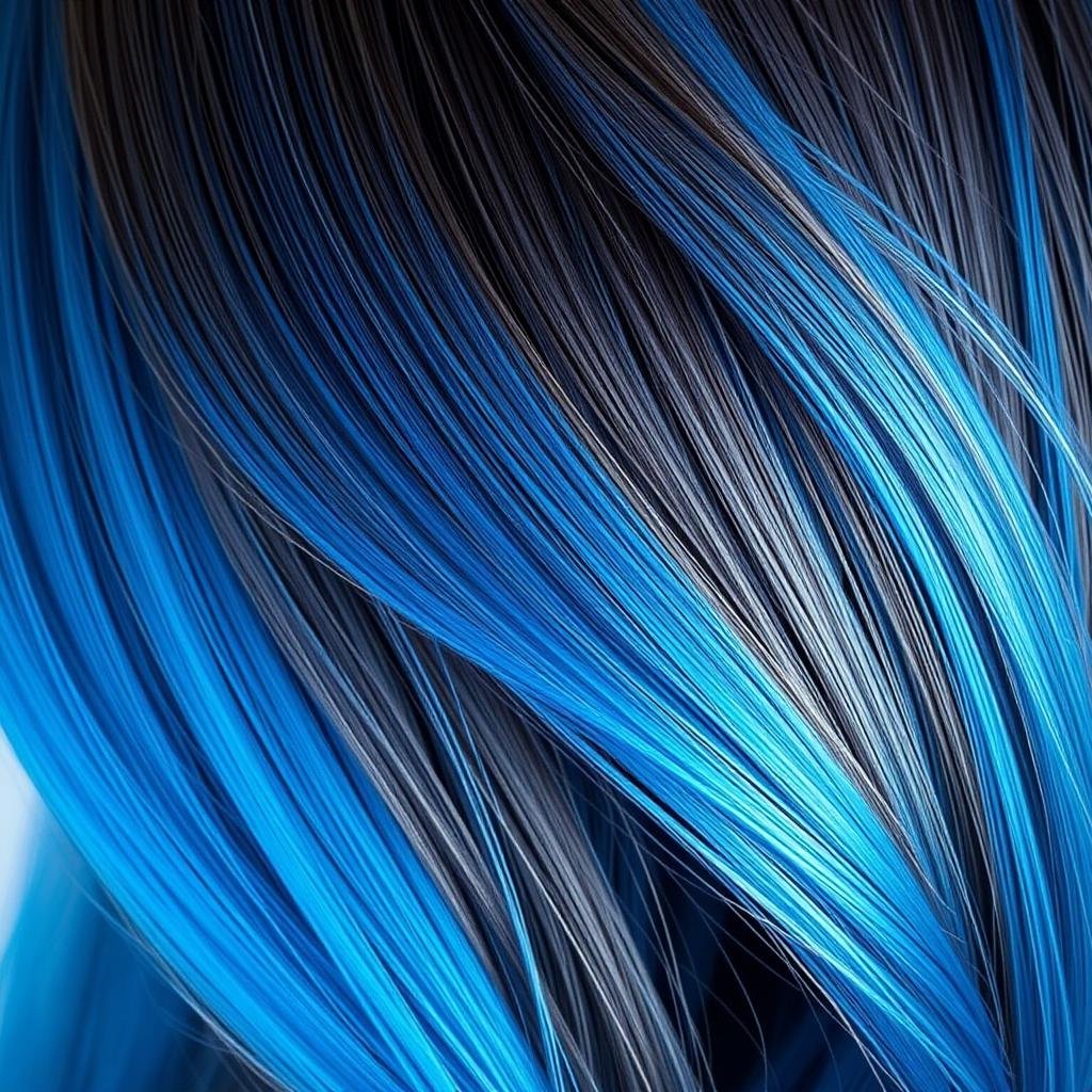 Dark hair with blue peekaboo highlights Dark hair with blue peekaboo highlights