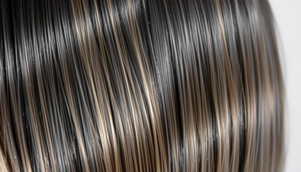 Different blonde highlight tones on black hair