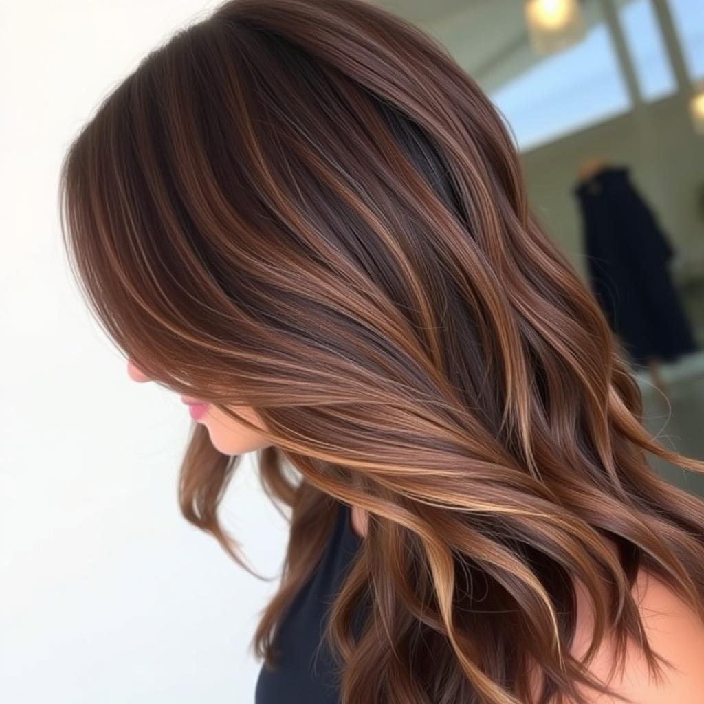 Dimensional dark brown hair with balayage technique Dimensional dark brown hair with balayage technique