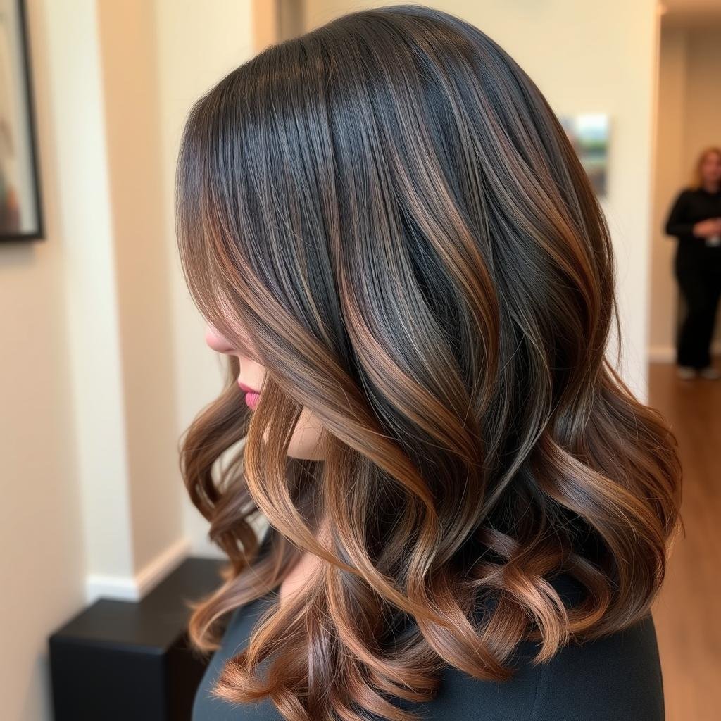 Dimensional dark brown hair with subtle red undertones Dimensional dark brown hair with subtle red undertones