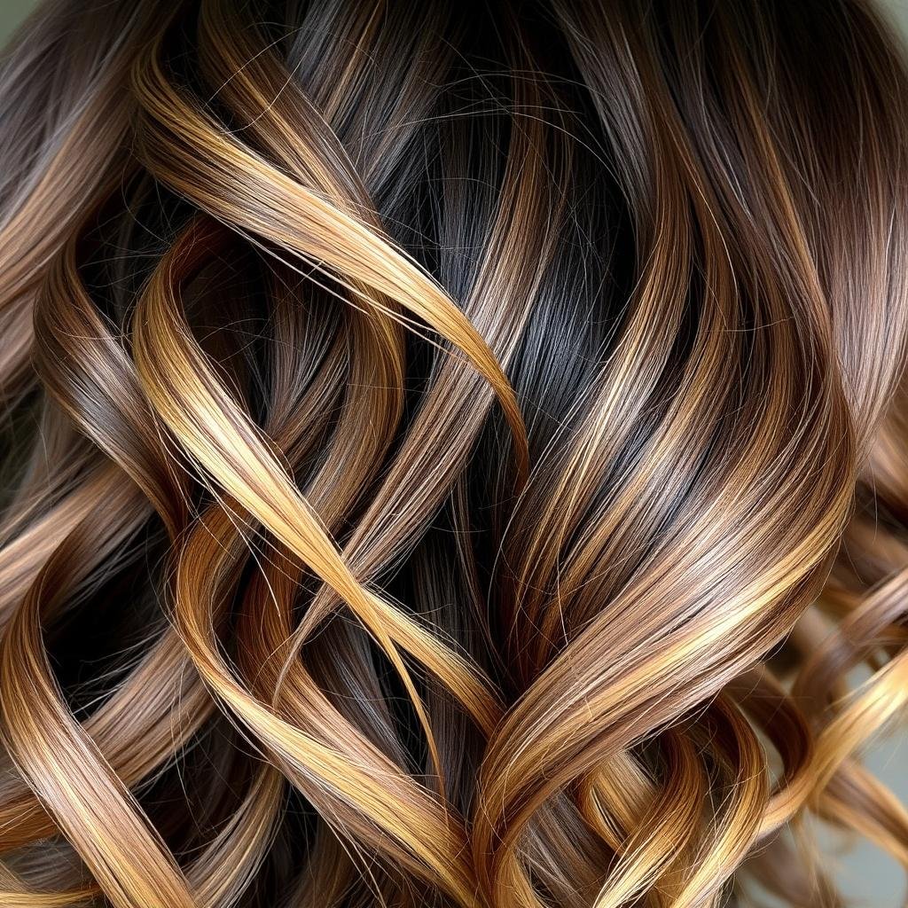 Dimensional dark brown hair with warm honey highlights Dimensional dark brown hair with warm honey highlights