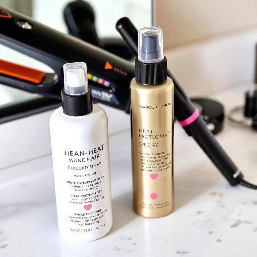 Heat styling tools with heat protectant spray for colored hair