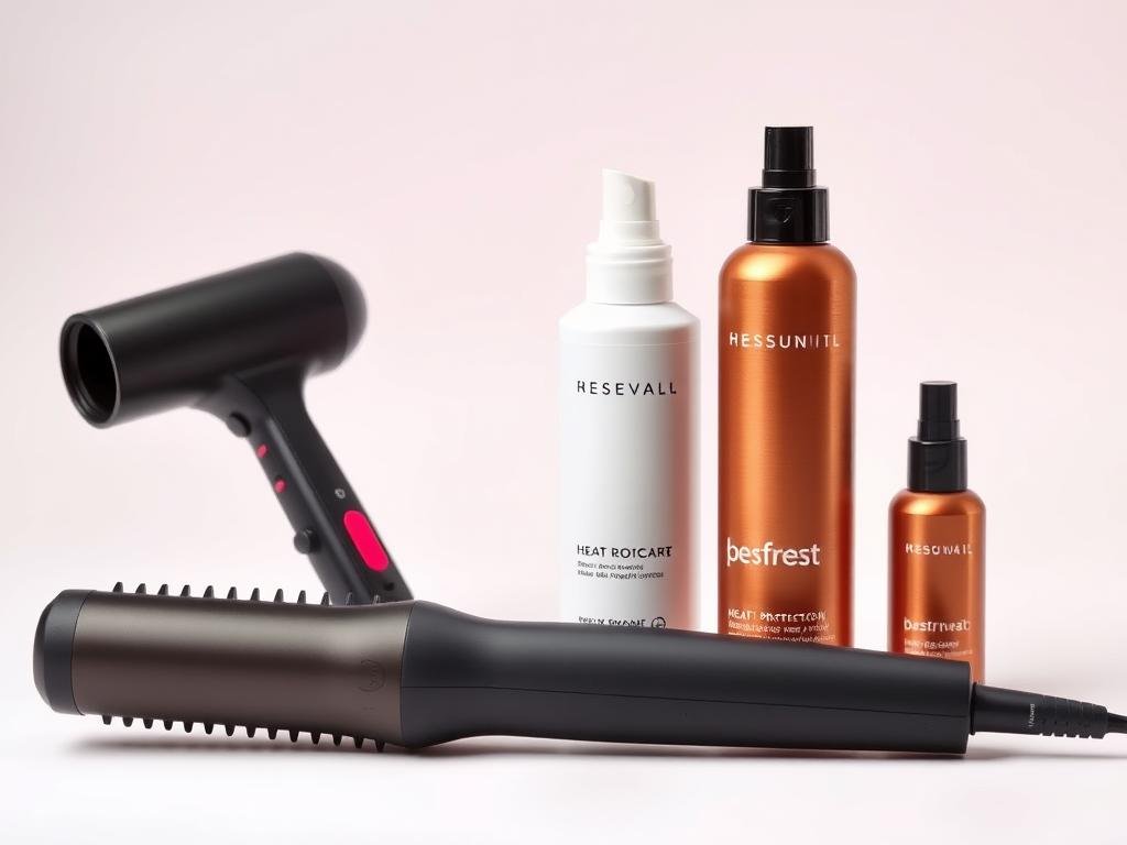 Heat styling tools with heat protectant spray for colored hair
