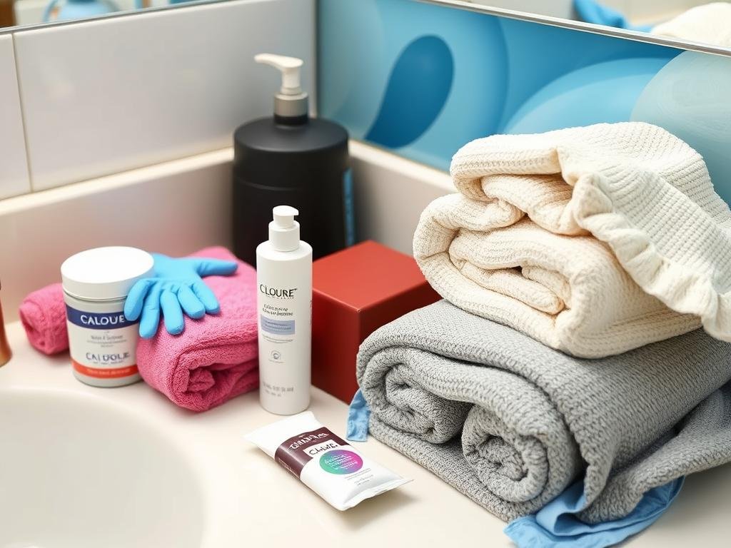 Protective items for hair coloring including gloves and cape