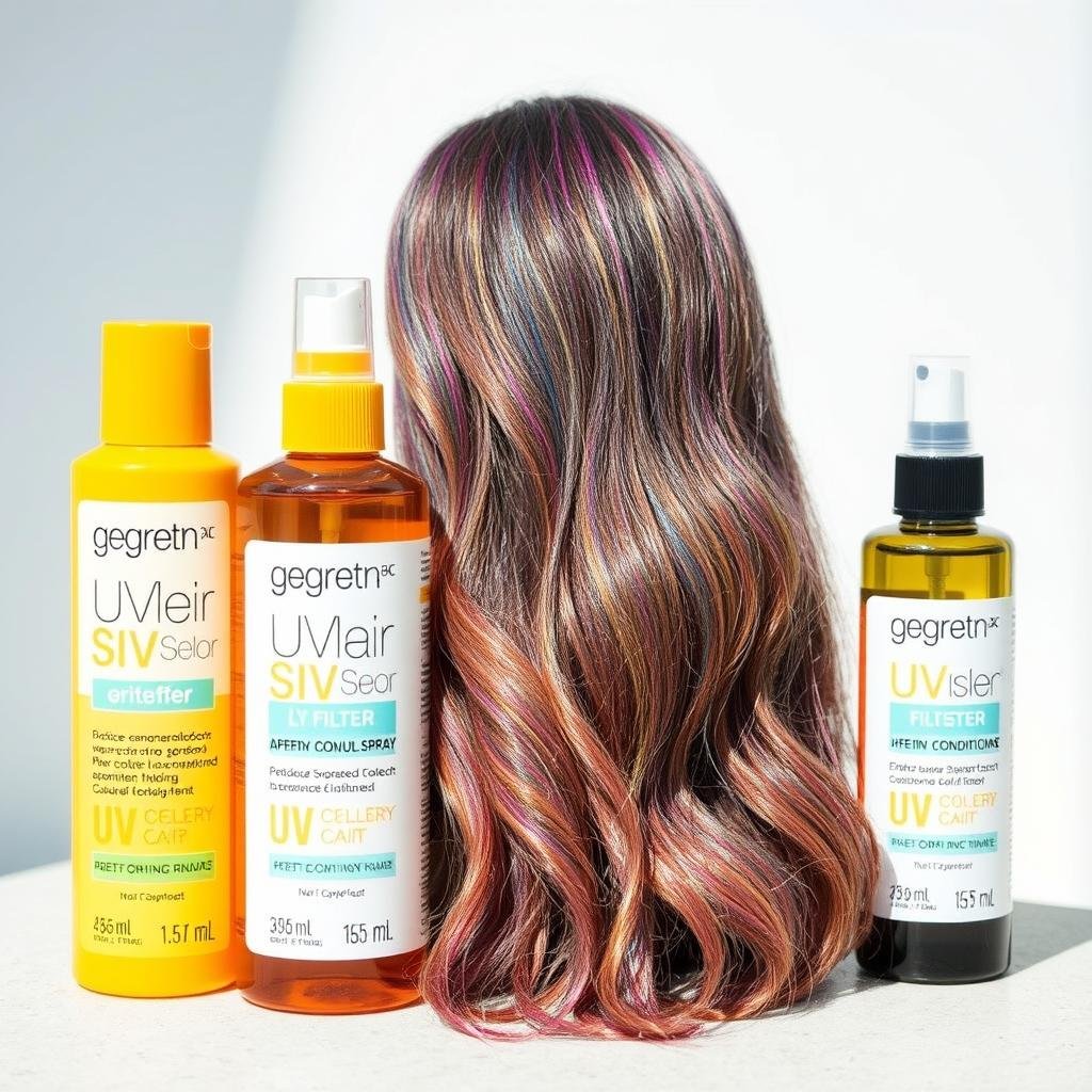 UV protection products for hair to prevent color fading from sun exposure
