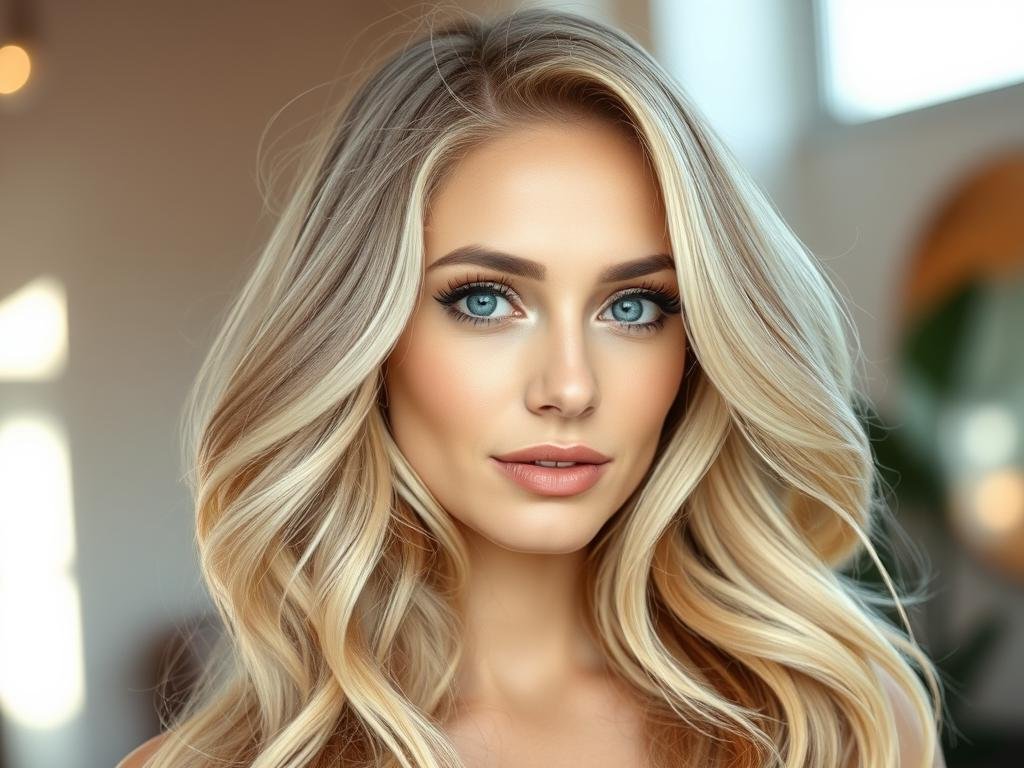 Woman with Scandinavian blonde hair showing natural-looking light blonde