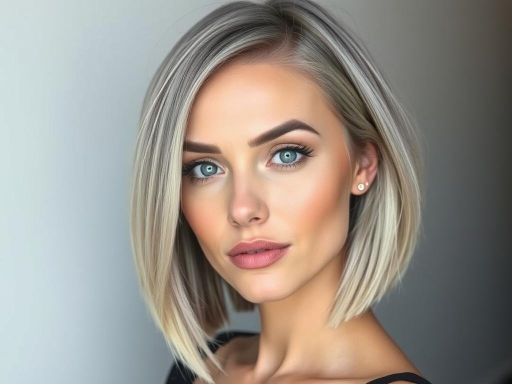 Woman with ash blonde hair showing cool-toned blonde with gray undertones