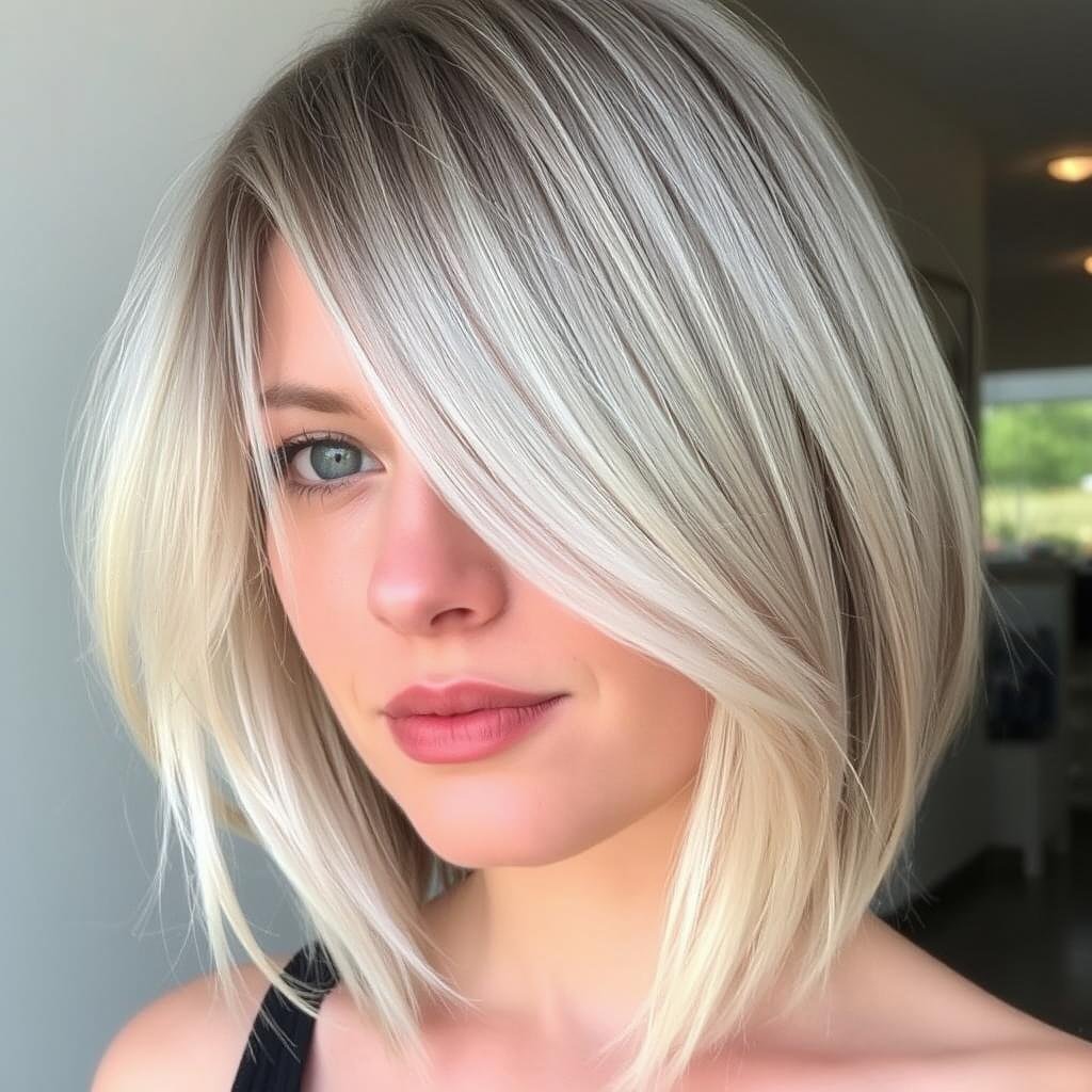 Woman with ash blonde hair showing cool undertones Woman with ash blonde hair showing cool undertones