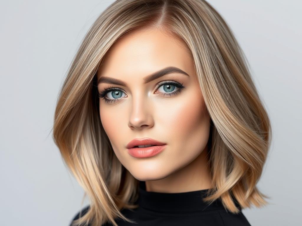 Woman with beige blonde hair showing neutral medium blonde with subtle ash undertones